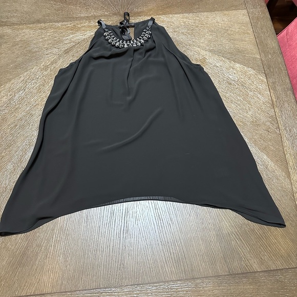 NWT Max Studios Neiman Marcus Black Crepe Georgette Beaded Dress, Medium - Picture 12 of 13